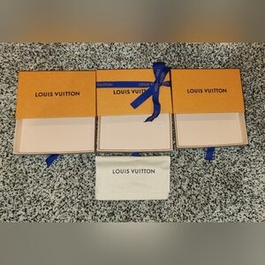 Louis Vuitton Orange Boxes with Blue Ribbon & Dust Bag.